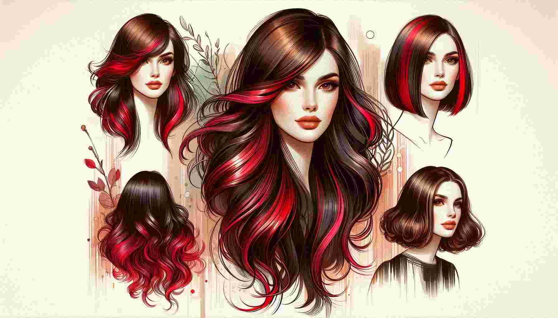 Dark Brown hair with red highlights